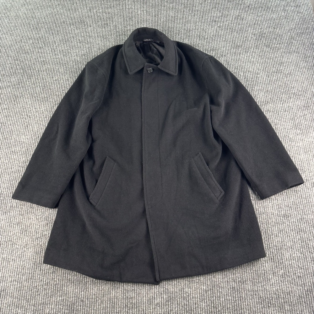Alfani Topcoat Men 42S Black Wool Cashmere Car Coat Lined Winter Classic Premium